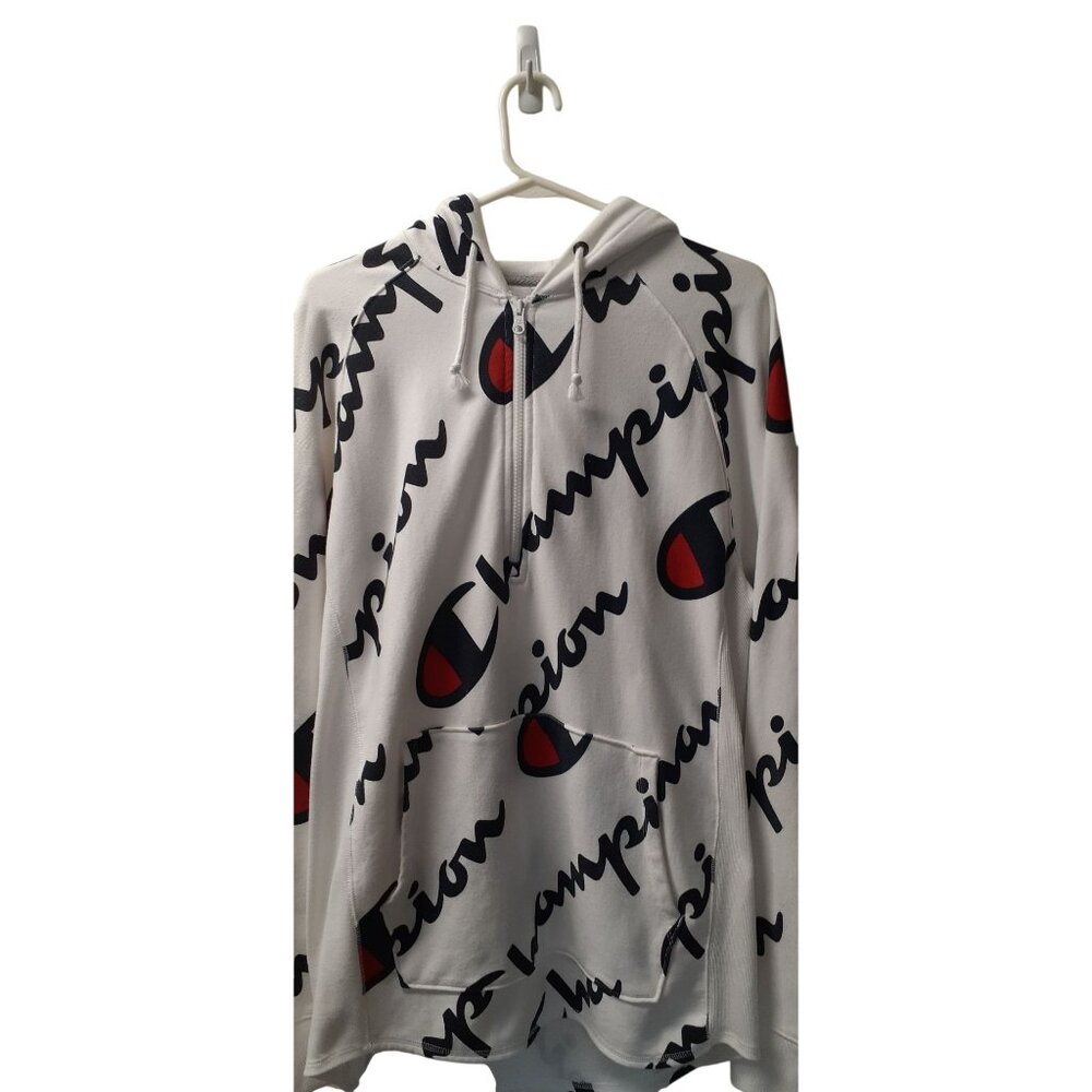 Champion Life Reverse Weave French Terry Pullover Hoodie Mens Large White/Navy